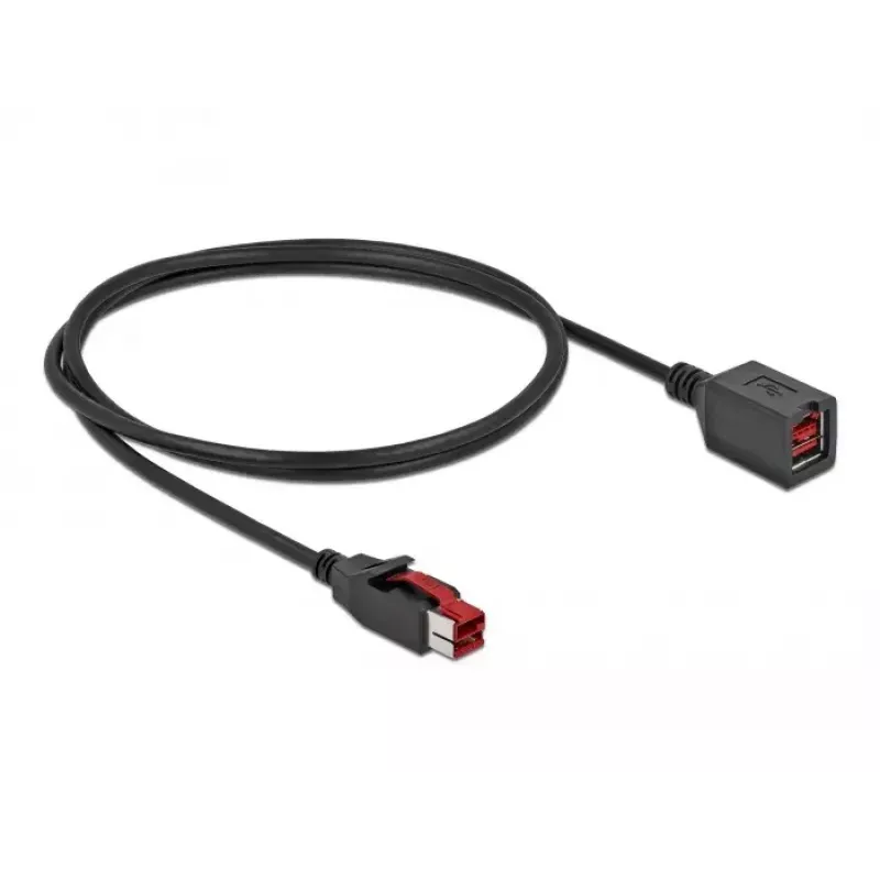 Jatkokaapeli virtalähdöllä USB DeLOCK 85985 24 V 1 m musta
