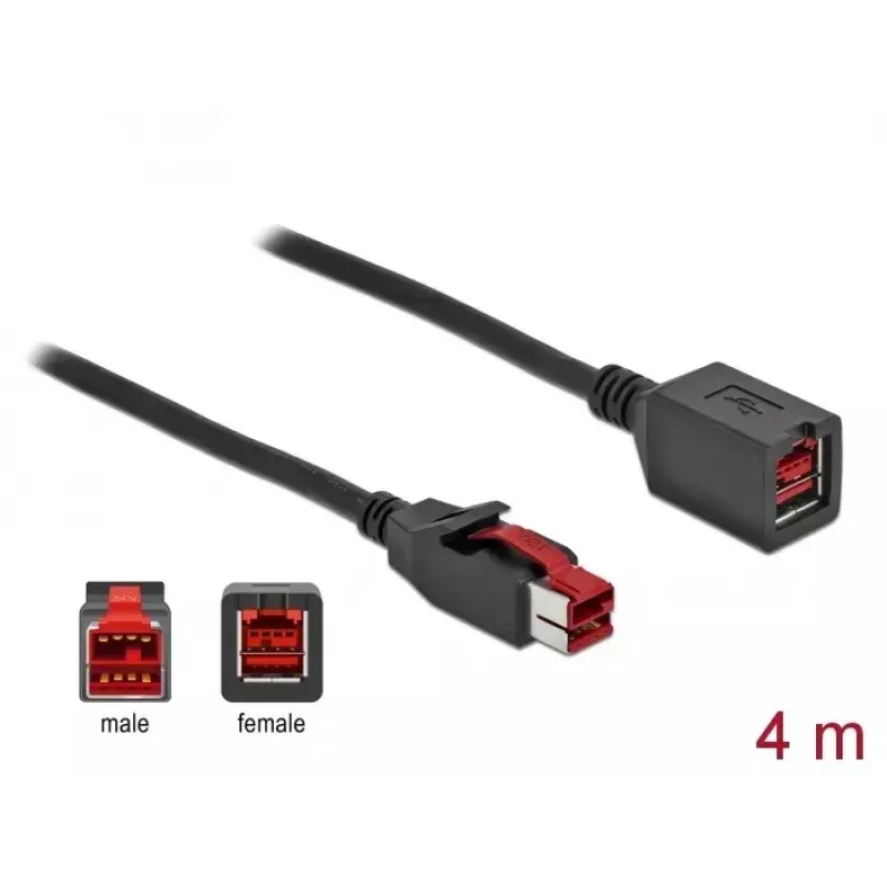Aktiivinen USB-jatkokaapeli DeLOCK 85988 24 V 4 m musta