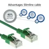 ACT vihreä 0,5 m LSZH U/FTP CAT6A datakeskus Slimline -verkkokaapeli snagless RJ45-liittimillä