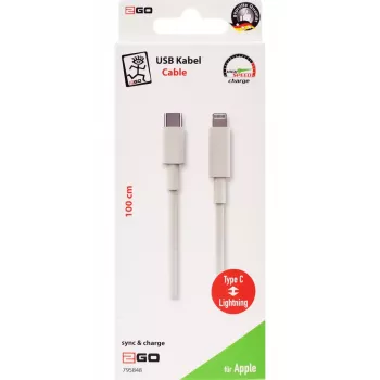 Lightning-kaapeli 2GO 795848 1 m USB C - Lightning valkoinen