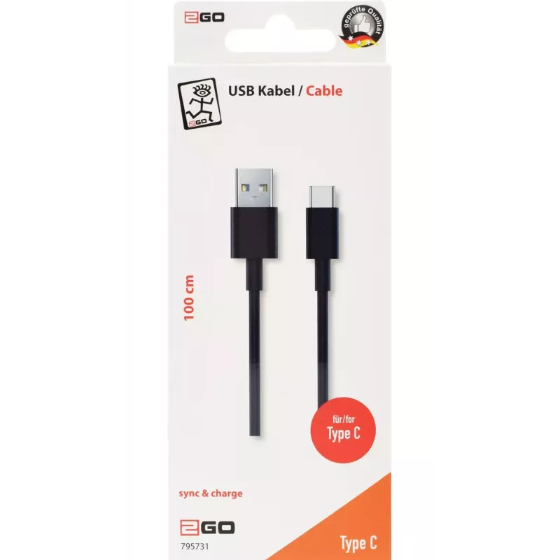USB-kaapeli 2GO 795731 1 m USB B - USB C USB 3.2 Gen 1 musta