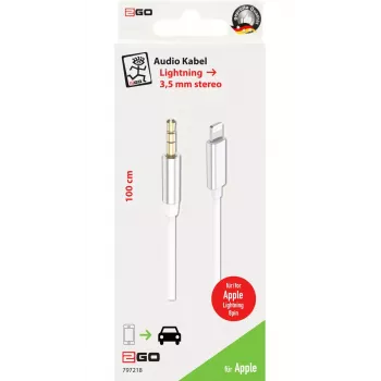 Audiokaapeli 2GO 797218 1 m 3,5 mm Lightning valkoinen