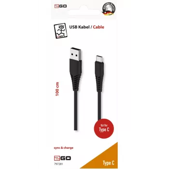 USB-kaapeli 2GO 797281 1 m USB B - USB C musta