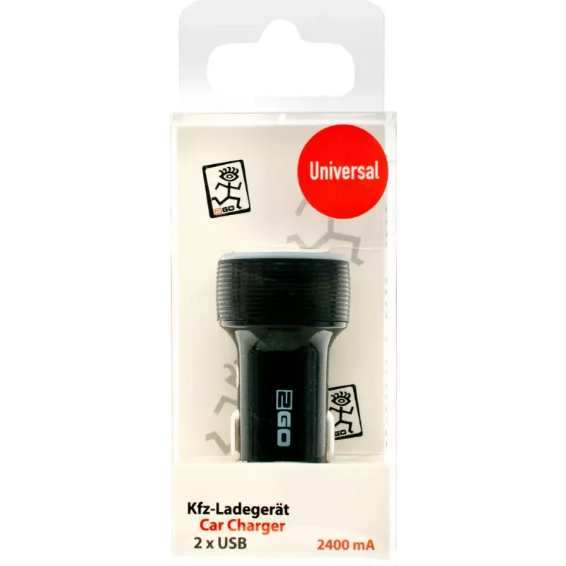 2GO 795784 yleislaturi musta tupakansytyttimeen auto 12/24V 2 USB-liitäntää