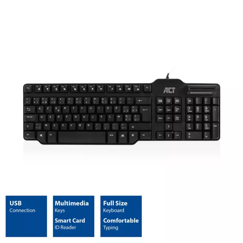 ACT langallinen näppäimistö älykortinlukijalla (Azerty/BE-asettelu)