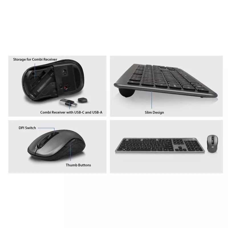 ACT AC5710 langaton näppäimistö, RF, QWERTY UK International, musta