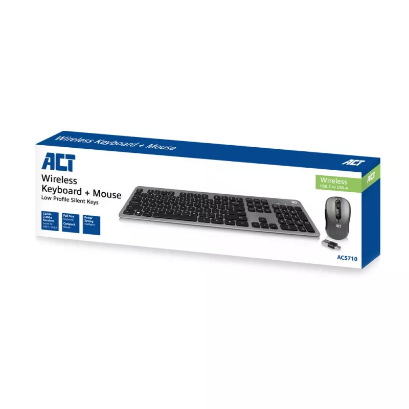 ACT AC5710 langaton näppäimistö, RF, QWERTY UK International, musta
