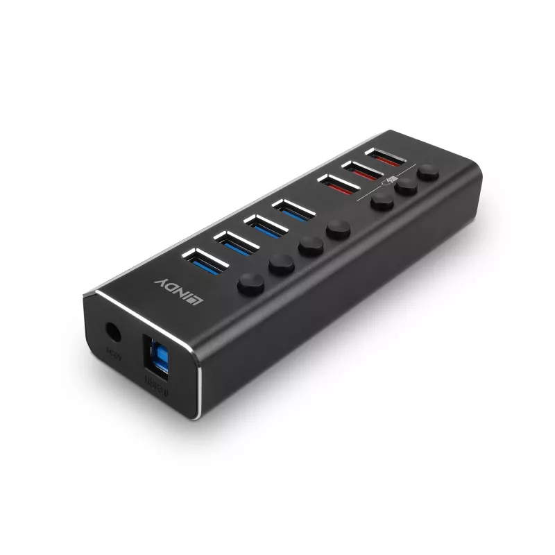 Lindy 4 portin USB 3.0 -keskitin 3 Quick Charge 3.0 -liitännällä