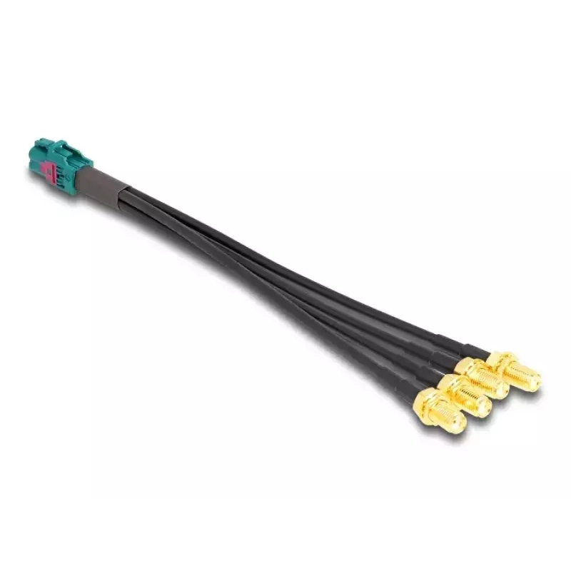 DeLOCK 90143 -koaksiaalikaapeli 0,2 m Mini FAKRA Z 4 x SMA musta