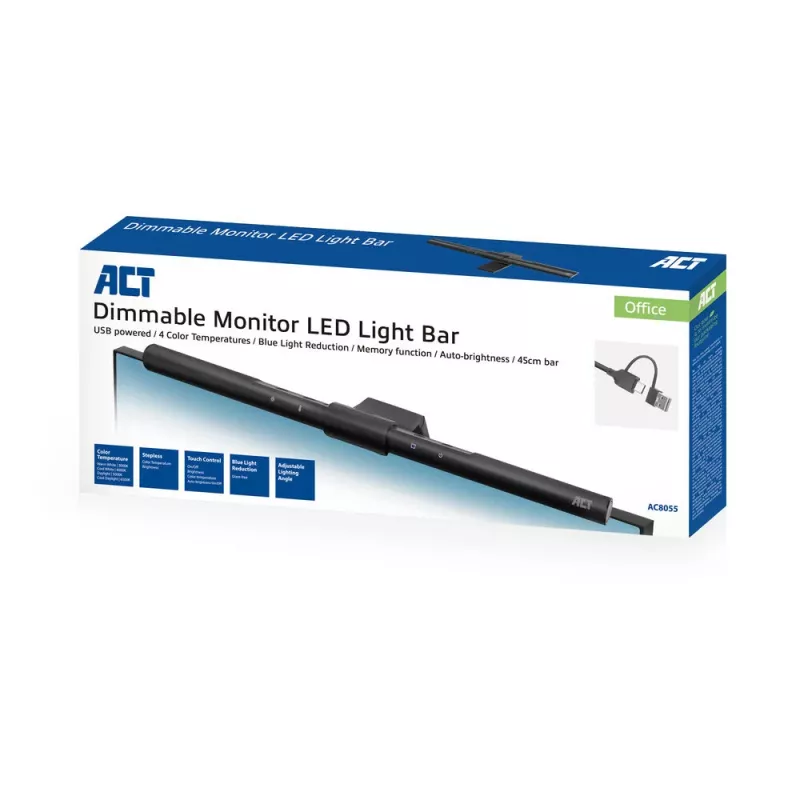 Näytön LED-valonauha ACT AC8055 — himmennettävä, USB-käyttöinen näyttövalo