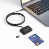 Manhattan USB-C kontaktisirukortinlukija MicroSD-paikalla, USB Type-C-pistoke kontaktilukijaliitäntään ja microSDXC, tukee Windowsia, macOS:ää ja Linuxia, lukee SIM-kortteja adapterilla, kaapeli 1 m, musta, kolmen vuoden takuu