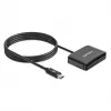 Manhattan USB-C kontaktisirukortinlukija MicroSD-paikalla, USB Type-C-pistoke kontaktilukijaliitäntään ja microSDXC, tukee Windowsia, macOS:ää ja Linuxia, lukee SIM-kortteja adapterilla, kaapeli 1 m, musta, kolmen vuoden takuu