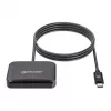 Manhattan USB-C kontaktisirukortinlukija MicroSD-paikalla, USB Type-C-pistoke kontaktilukijaliitäntään ja microSDXC, tukee Windowsia, macOS:ää ja Linuxia, lukee SIM-kortteja adapterilla, kaapeli 1 m, musta, kolmen vuoden takuu