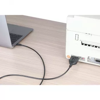 Manhattan USB-C–sarjaportti-muunninkaapeli, 1 m, pistoke pistokkeeseen, sarja/RS232/COM/DB9, Prolific PL2303GT-siru, musta kaapeli, kolmen vuoden takuu