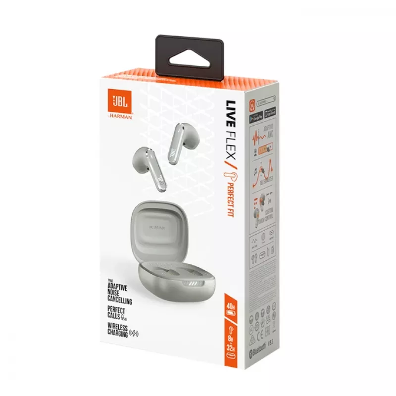 JBL LIVE FLEX kuulokkeet langaton in-ear puhelut/musiikki Bluetooth hopea