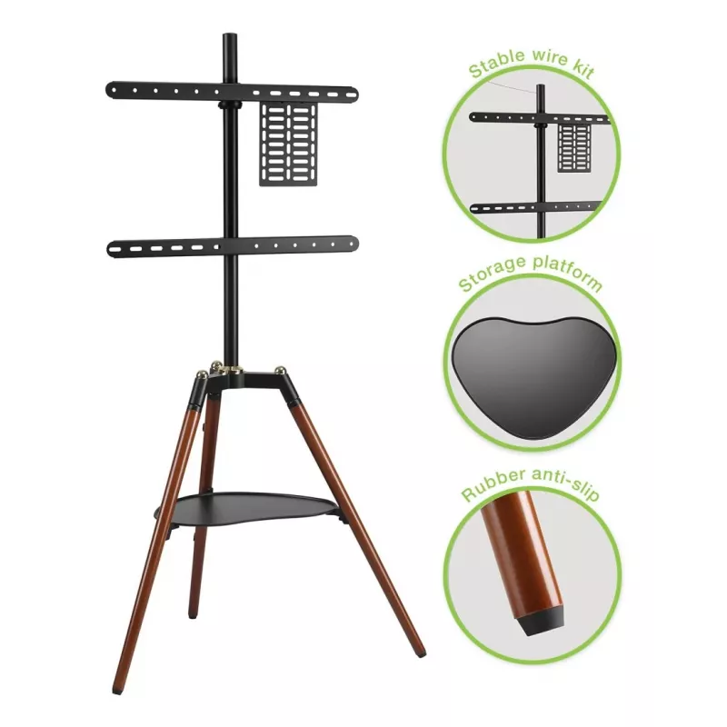 Techly ICA-TR58 TV-jalusta/stand 165,1 cm (65 inch) musta, puu
