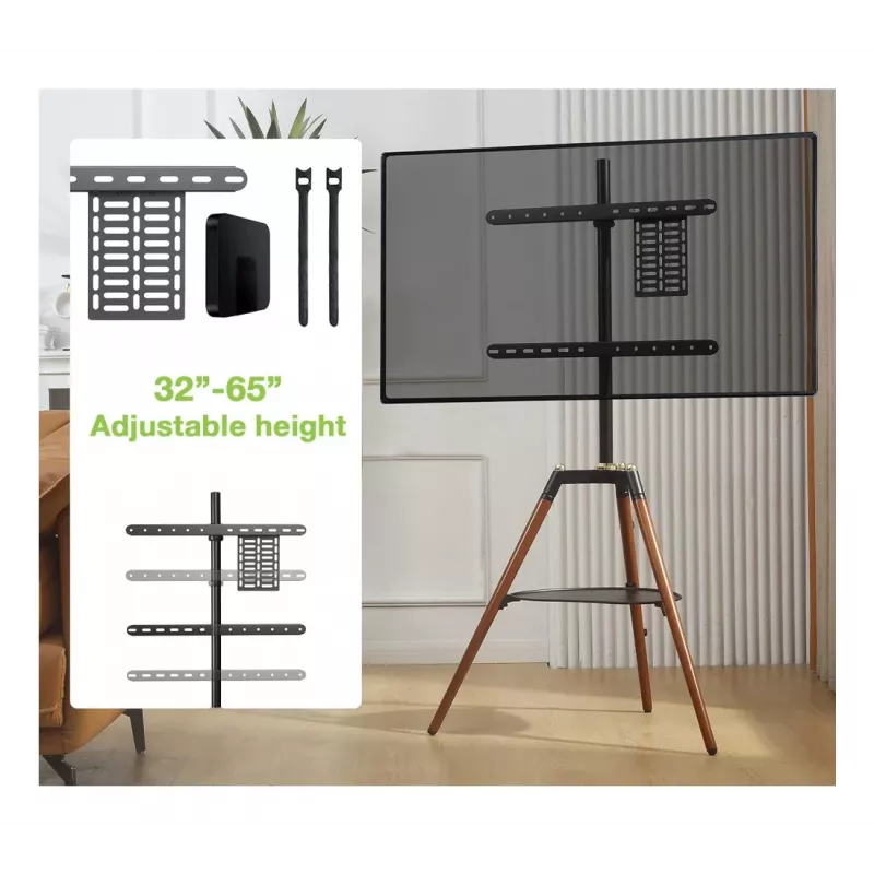 Techly ICA-TR58 TV-jalusta/stand 165,1 cm (65 inch) musta, puu