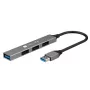 Techly IUSB32-HUB4A-3U2SLS kannettavan telakka/porttitoistin johdollinen USB 3.2 Gen 1 (3.1 Gen 1) tyyppi-A harmaa