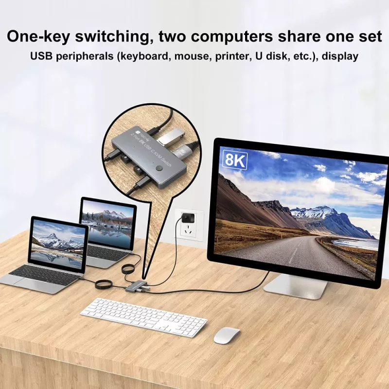 Techly IDATA KVM-DPC8K KVM-kytkin harmaa