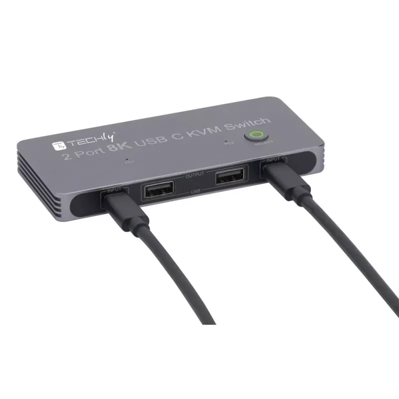 Techly IDATA KVM-DPC8K KVM-kytkin harmaa