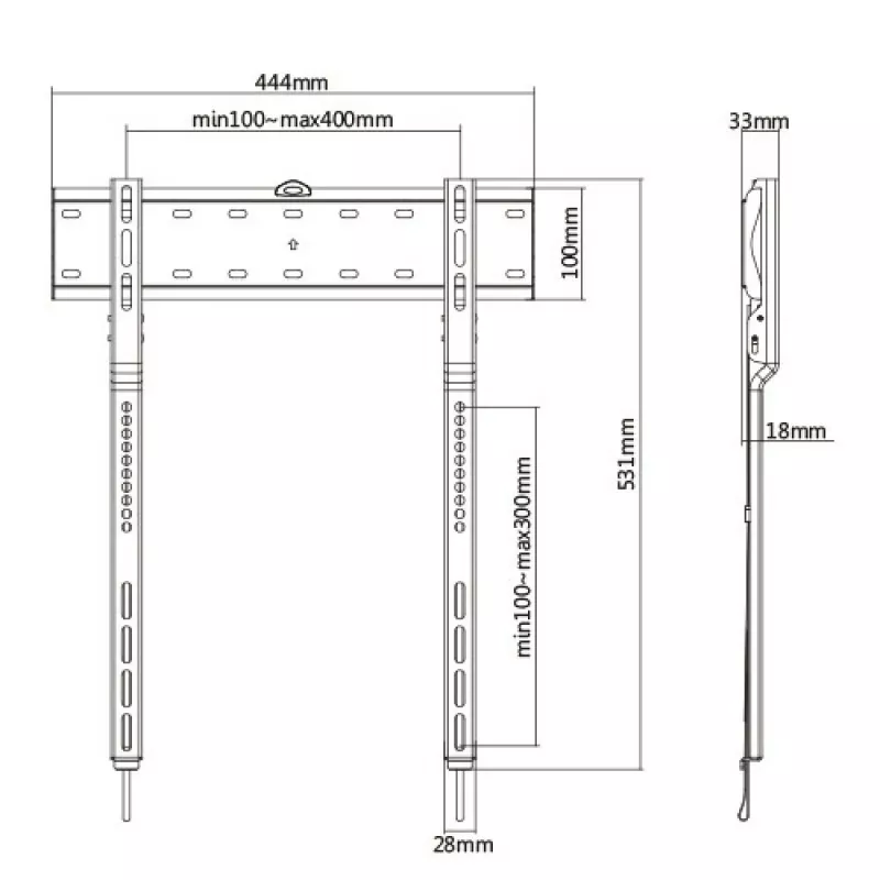 Techly ICA-PLB 734F TV-seinäteline/jalusta 165,1 cm (65