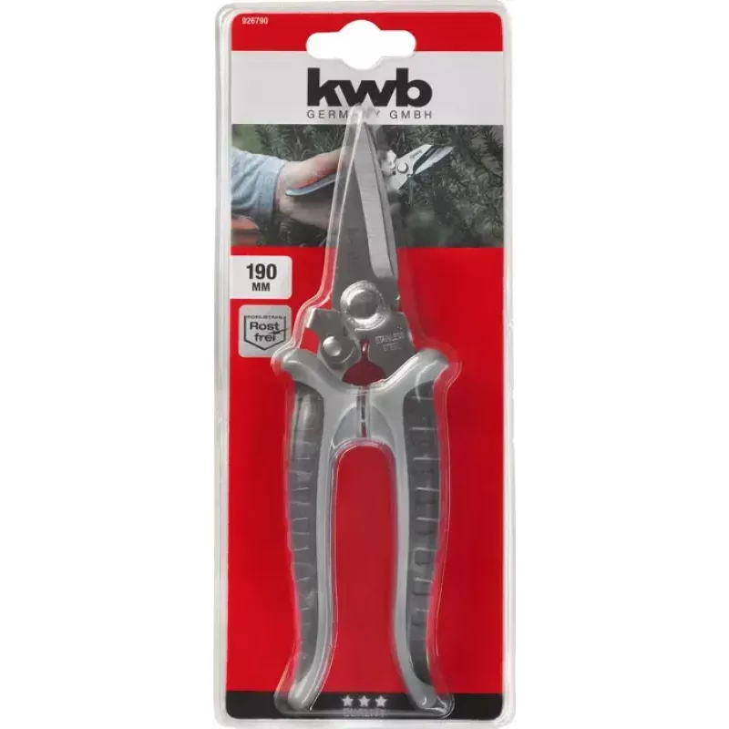 Ruohosakset KWB 926790 pitkä kahva suora terä 190 mm