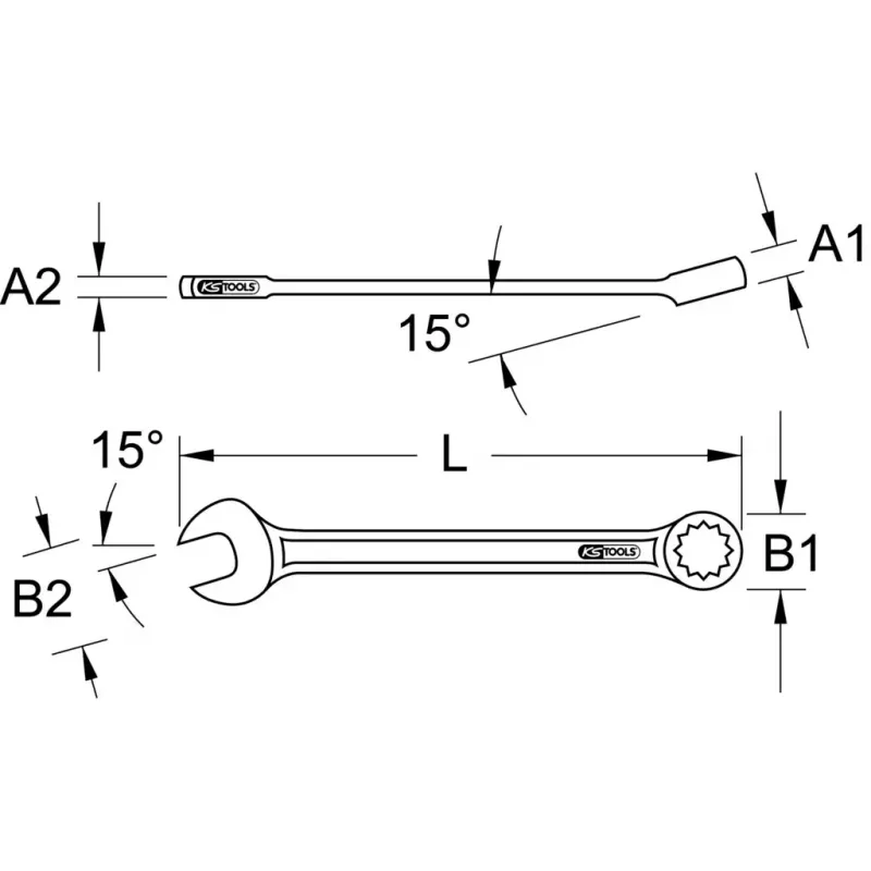 Yhdistelmäavain KS Tools 517.0610, 10 mm, kromi-vanadiini, 140 mm pituus