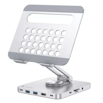 Techly 8-in-1 USB-C-keskitin telakointiasema tablettiteline