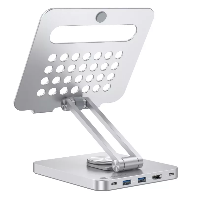 Techly 8-in-1 USB-C-keskitin telakointiasema tablettiteline