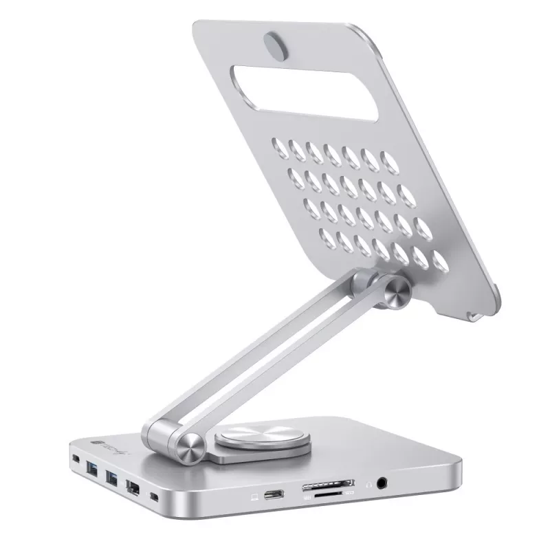 Techly 8-in-1 USB-C-keskitin telakointiasema tablettiteline