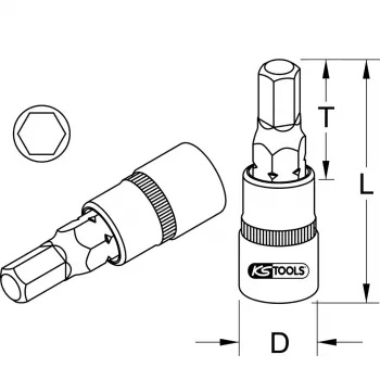 KS Tools 1/4 inch bittihylsy kuusiokolo, 5 mm (911.1438)