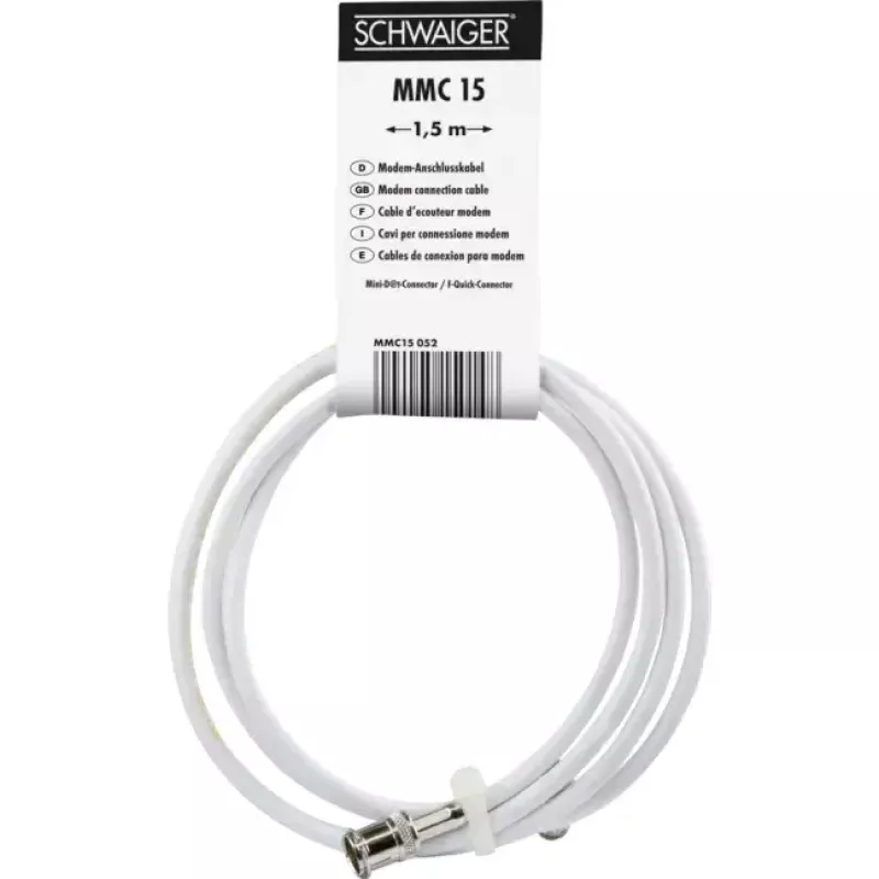 Schwaiger MMC15 052 koaksiaalikaapeli 1,5 m Mini D F valkoinen