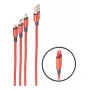 shiverpeaks BASIC-S 3-in-1-latauskaapeli, USB-A - Micro-B + USB-C + 8-pin, punainen, 1,2 m