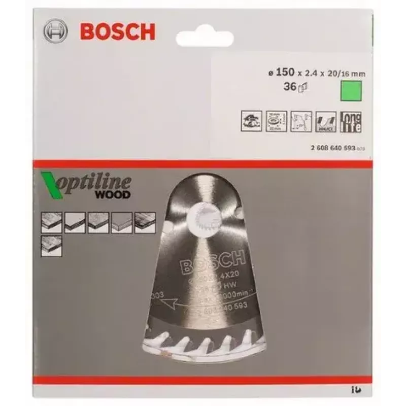 Pyörösahanterä Bosch 2 608 640 593 15 cm puu
