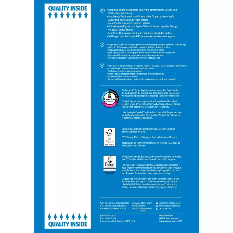 Tulostinpaperi A4 Avery 90 g/m² 500 arkkia