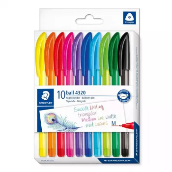 Klipsikiinnitteinen sisäänvedettävä kuulakärkikynä Staedtler Ball 4320 monivärinen 10 kpl