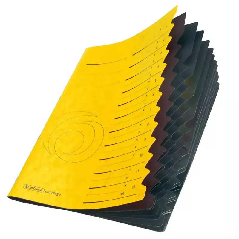 Herlitz easyorga lajittelukansio A4, 12 lokeroa, keltainen