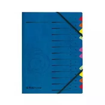 Herlitz 5001128 lajittelulokerikko A4, 12 lokeroa, sininen, 2 kuminauhaa