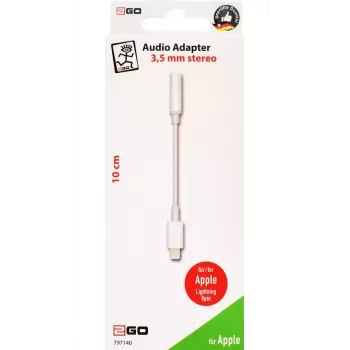 Audiokaapeli 2GO 797140 0,1 m 3,5 mm Lightning valkoinen