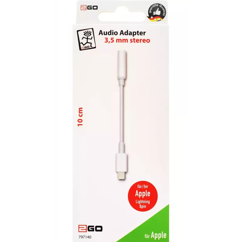 Audiokaapeli 2GO 797140 0,1 m 3,5 mm Lightning valkoinen