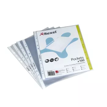 Rexel Premium A4 muovitaskut ylhäältä avoin läpinäkyvä (100), Legal, läpinäkyvä, polypropeeni (PP), pystysuunta, 0,08 mm, 255 mm