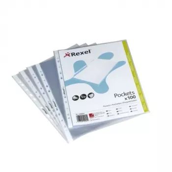 Rexel Premium A4 muovitaskut ylhäältä avoin läpinäkyvä (100), Legal, läpinäkyvä, polypropeeni (PP), pystysuunta, 0,08 mm, 255 mm