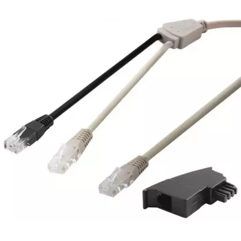 Goobay 95286 TAE-sovitinkaapeli, 2x RJ45 - RJ45 (8P8C) / TAE-F, 3 m, musta/harmaa