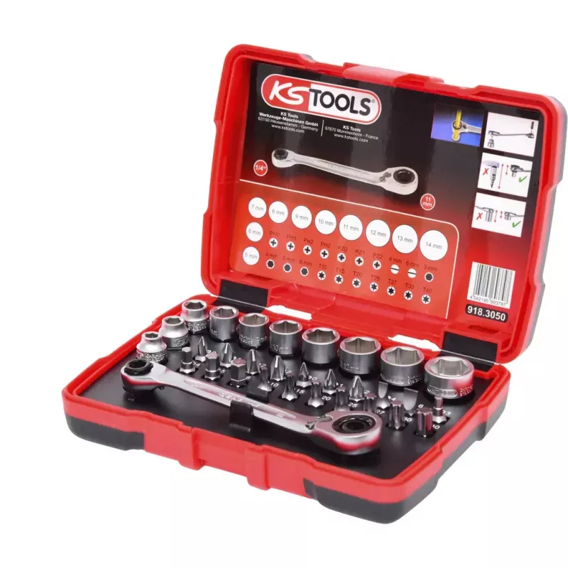 Hylsyavainsarja KS Tools 918.3050 31 päätä kromi-vanadiiniterästä