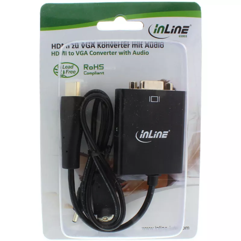 InLine muunnin HDMI–VGA audiotulolla HDMI-lähtö VGA ja stereoääni