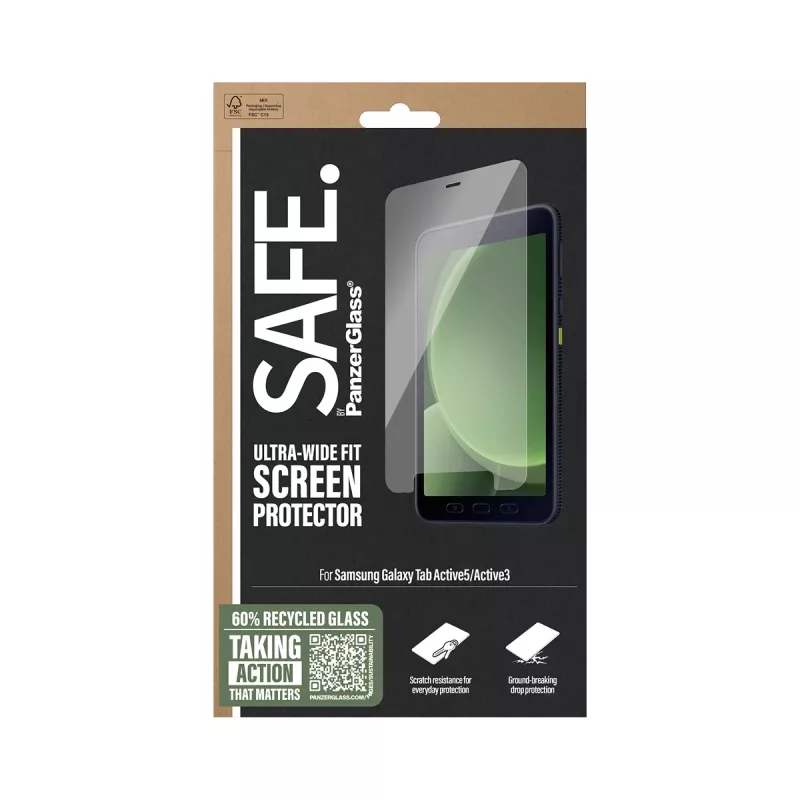 PanzerGlass SAFE. by ® näytönsuoja Samsung Galaxy Tab Active5 | Active3 | Ultra-Wide Fit