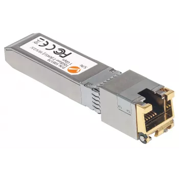 Intellinet lähetin-vastaanotinmoduuli, 10 gigabitin kupari SFP+, 10GBase-T (RJ45) -portti, 30 m, tiedonsiirtonopeus jopa 10 Gbit/s Cat6a-kaapeloinnilla, Ethernet, kuitu, MSA-yhteensopiva, vastaa Cisco MA-SFP-10G-T, kolmen vuoden takuu