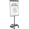 Siirrettävä fläppitaulu pyöreällä jalalla Legamaster SKETCH EASY – teräs, 5 pyörää, 720×600 mm