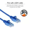 ACT sininen 0,5 metrin LSZH U/UTP CAT6 DataCenter Slimline verkkokaapeli, ilman lukituskieltä RJ45-liittimillä