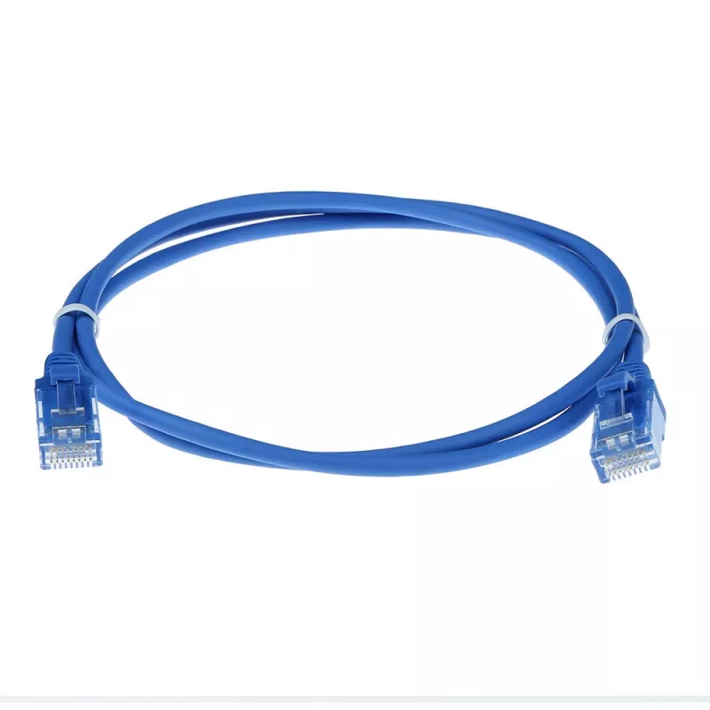 ACT sininen 10 metrin LSZH U/UTP CAT6 Datacenter Slimline -patchkaapeli ilman lukituskielekkeitä RJ45-liittimillä